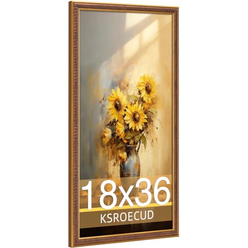KSROECUD 18x36 Picture Frame Plexiglass 18x36 Vintage Photo Frame 18 by 36 Poster Frame with Vintage Gold Border Horizontal & Vertical Display for Tabletop or Wall Decor (1 Pack)