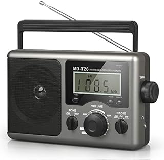 Greadio Portable Shortwave Radio,AM FM Transistor Radio with Best Reception,LCD Display,Time Setting,Battery Operated by 4 D Cell Batteries or AC Power,Big Speaker,Earphone Jack for Gift,Elder,Home