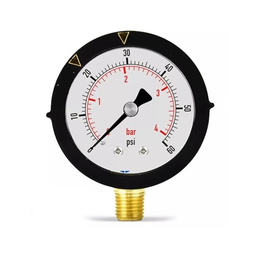 Manomètre 0-60 PSI avec lunette tournante réglable et connexion 1/4" NPT Low MNT