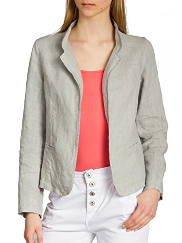 Caspar BZR004 kurzer Damen Leinen Sommer Blazer, Farbe:hellgrau,...