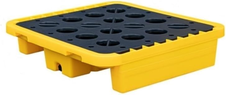 Spill Platform with Forklift Pockets, Drum Spill Containment Pallet, Industrial 2 Drum Anti-Slip Spill Tray, Plastic Pallets for Outside, Containment Tray with Drain Port(Small)