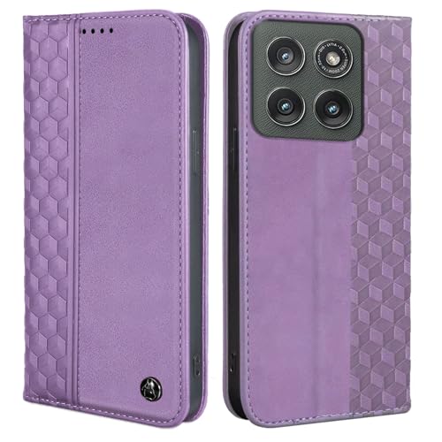 Image of Wallet Case for Motorola Edge 2025 6.7 inch - Moto Edge 2025 Flip Case [Strong Magnetic] PU Leather Folio Case with Card Holder Kickstand Protective Phone Cover - Purple