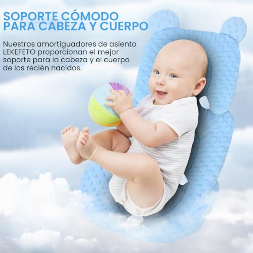 Miniatura 6 de Lekefeto Reductor De Asiento Para Bebé Con Reposacabezas, Suave Funda Para Asiento De Coche, Transpirable Y Lavable, Color Azul