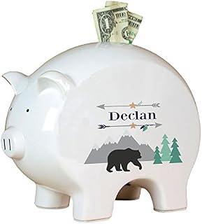 Personalized Mountain Bear Piggy Bank
