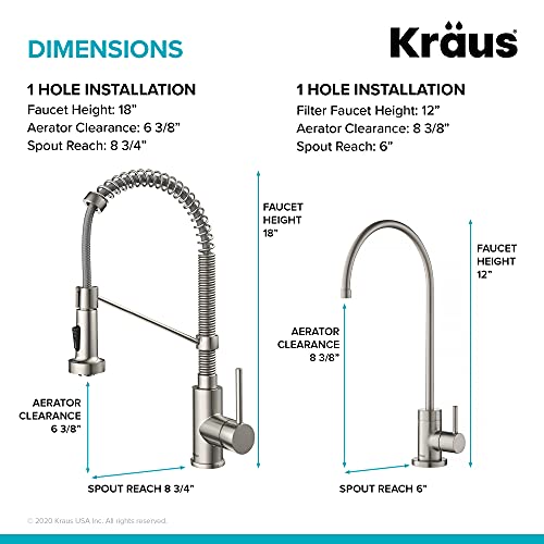 Kraus KPF-1610-FF-100SFACB Bolden Commercial Style Pull-Down Kitchen Faucet And Purita Water Filter Faucet Combo In Spot Free Antique Champagne Bronze thumb #5