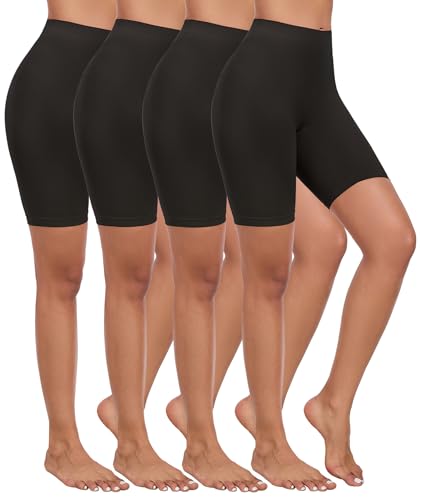 Image of 4 Pack Slip Shorts for Under Dress Women Seamless Boyshorts Panties Anti Chafing Shorts
