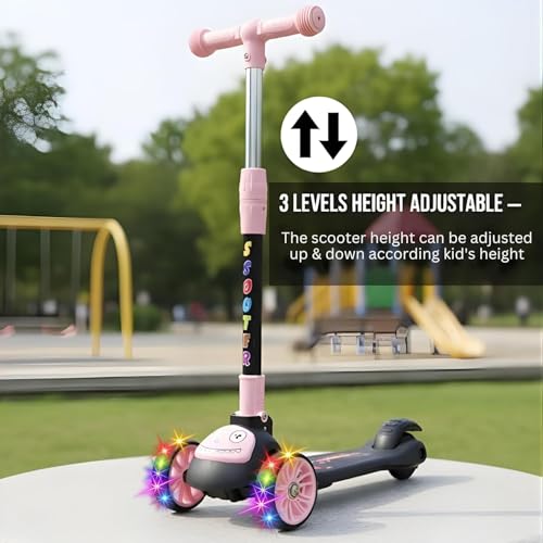 Image of Crackles Foldable Kick Scooter for Kids with LED Light Wheels | Skating Cycle Style Scooter with Adjustable Handle & Foldable Design Lightweight Ride-On Toy for Boys & Girls Outdoor Toy
