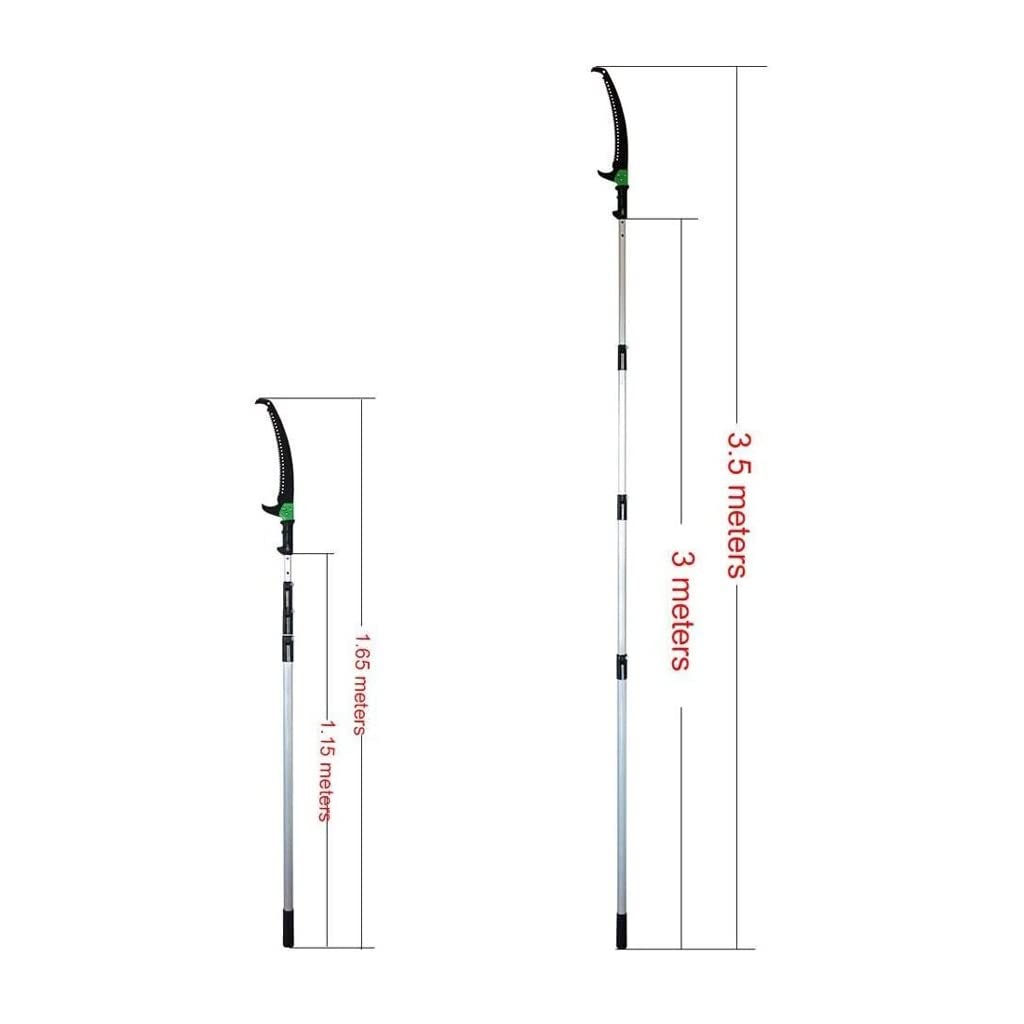 Sierra de poda telescópica con Sierra Curva para árboles, Varilla telescópica Extensible de Aluminio para podar y Recortar Ramas, Cortar Hojas, jardín, paisajismo, Sierra para árboles frutales (Tama