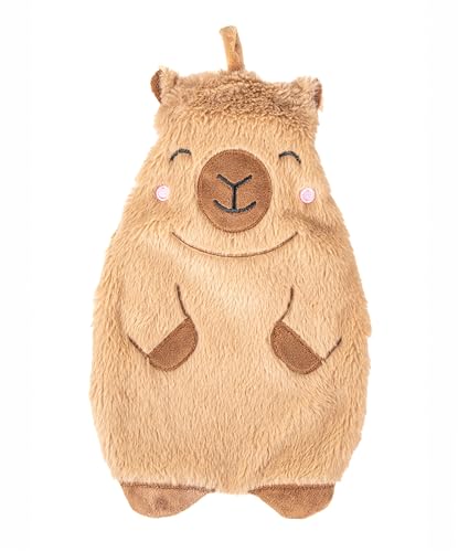 Image of Sass & Belle Coco Capybara Hot Water Bottle - with Soft Animal Cover Designed for Comfort and Warmth Ideal for Adults Children Relaxing Evenings Thoughtful House Gifts