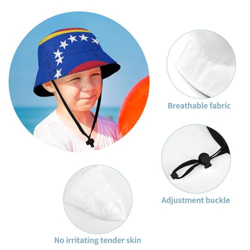 Retro Venezuela FlagChildren's Bucket Hat for Boys and Girls, Breathable Summer Beach Hat54cm 5