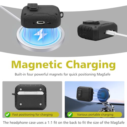 Image of HITZEE for AirPods Pro 3 Case, Compatible with AirPods Pro 3rd Generation Case (2025), Magnetic Automatic Lock with Phone Stand, Compatible with MagSafe Cover, Gray