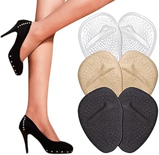 Fuyamp 3 Pairs Gel Insoles for High Heels, Metatarsal Pads Shoe Insoles High Heel Pads Foot Relief Pads, Soft Gel Pads Heel Inserts Foot Gel Pads Cushions Gel Cushions for Women Shoes Heels(3 Colors)