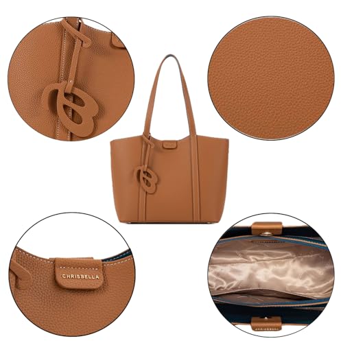 Image of CHRISBELLA Stylish Tote Handbag for Women & Girls - Ladies Faux Leather Shoulder Bag Purse with Top Handles