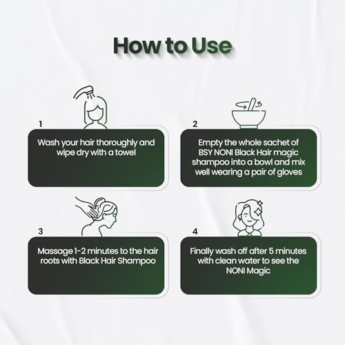 Image of 3 IN 1 Natural 5-Min Hair Colour Shampoo Black | Ammonia Free Long Lasting Hair Color Noni Fruit Extract No Hair Loss Grey Coverage Hair Dye for Women & Men (20ml-3 Sachet)