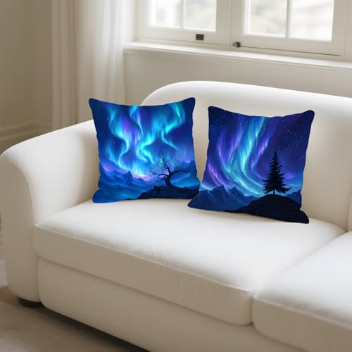Housse coussin 35x35cm taie oreiller lin imperméable bleu - 6