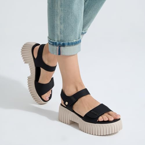 Image of UBFEN Womens Platform Sandals Chunky Wedge Heel Comfortable Arch Support | Lightweight Block Heel, Adjustable Straps, Soft Cushioned Footbed for Dressy, Casual, and Summer Wear