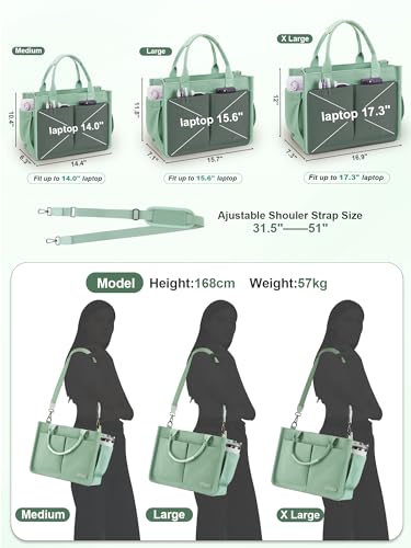 Image of FIORETTO Womens Canvas Tote Bag Purse with Individual Compartment, Zipper Top, Reinforced Bottom & Luggage Sleeve
