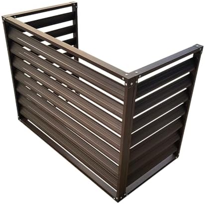 Weatherproof Steel Air Conditioner Fence Screen | Louvered Grille Covers for Outdoor Units | Freestanding Enclosure for AC & Garbage | Gray, 100x50x70cm