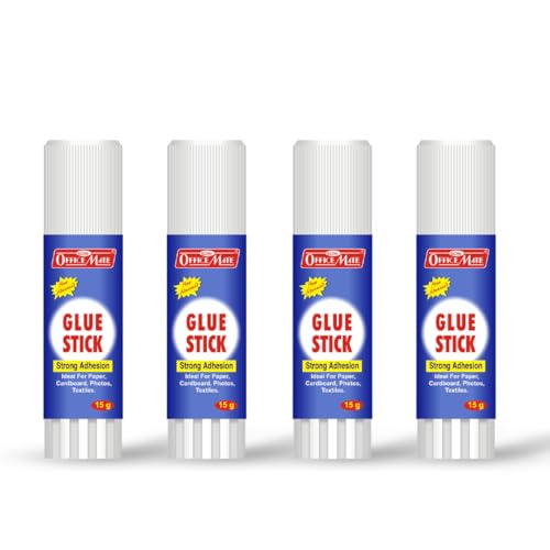 Image of Soni Officemate Glue Stick - 25 gm | Pack of 4 | Quick-Drying Strong PVP Adhesive | Ideal for School, Art, DIY, Office & Home | Safe & Child-Friendly | Quick-Drying Ideal for School, Art, DIY, Office & Home Safe & Child-Friendly