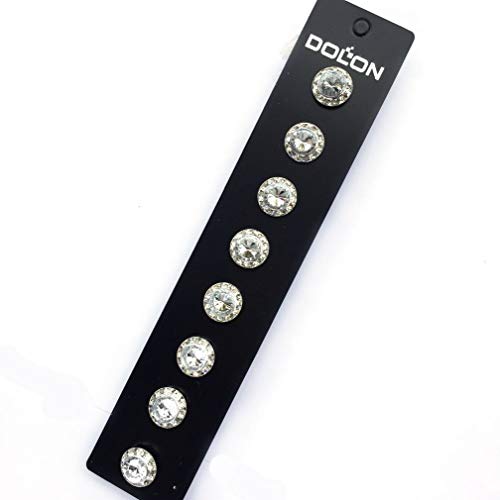 4 Pairs 15mm Rhinestone Round Shaped Acrylic Stone Inside Crystal Ear Studs For Dance Competitions Stage Performance Bridal Party Earrings Jewelry Clear - Thumbnail 2