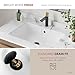 Stylish Undermount Bathroom Sink 24 1/2 Inch Rectangular Ceramic Porcelain Bathroom Sinks Enamel Glaze Finish Smooth and Stain Resistant Surface with Chrome and Matte Black Overflow, P-208