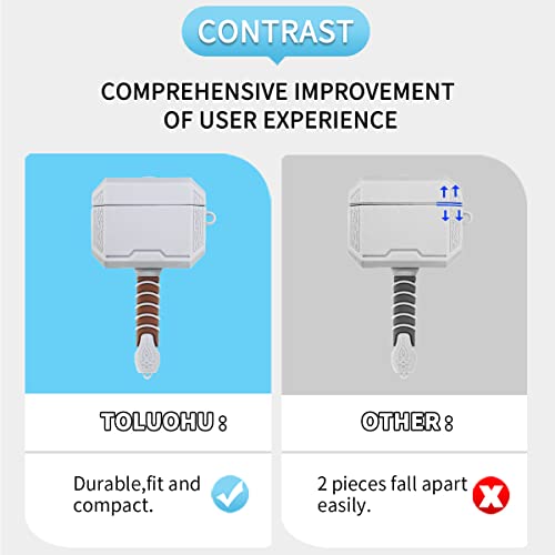 2 Pack Accessories For Airpods Pro Case, Hammer+ Luminous Skull With 2 Keychain, Cartoon 3D Anime Cool Silicone Skin Cover Stylish Funny For Airpods Pro Boys Men Girls Women Kids #TOP6