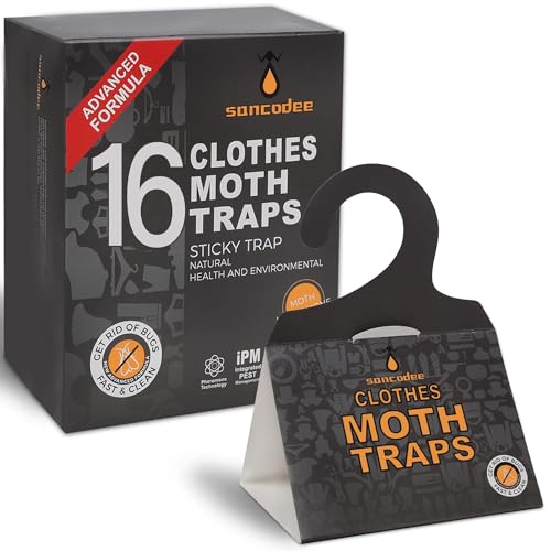 Sancodee 16 Pack Clothes Moth Traps with Natural Pheromones, Clothing Moth Hanging Glue Trap, Sticky Boards for Closets Moths -  WM-Moth16