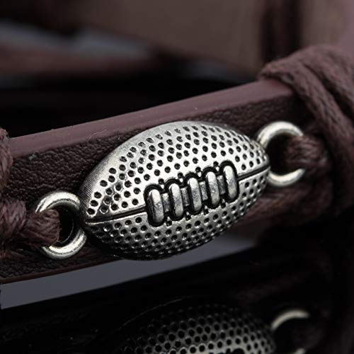 Football Sports Leather Wrap Bracelets For Men Teen Soccer Baseball Charm Bracelet (Football) #TOP5