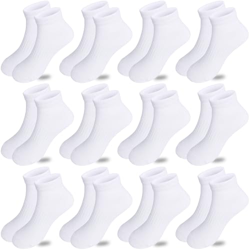 Bemeol Meias para meninas, 12 pares, meias atléticas de algodão para crianças, Branco, 10-14 Anos
