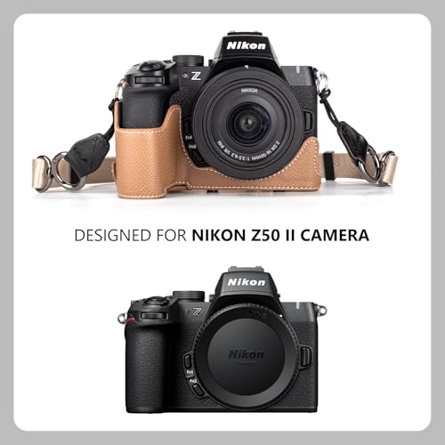 Funda Protectora para Cámara Nikon Z50 II en Cuero PU Khaki miniatura 2