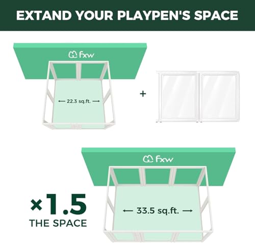 Image of FXW AuraSpace Acrylic Indoor Dog Playpen for Medium Dogs, 35 inch, 2 Panels, Includes 1 Gate & 1 Panel, White