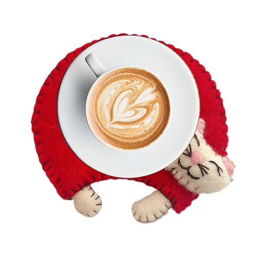 Sottobicchiere in feltro, sottobicchiere in feltro per bevande | Tappetino per tazza di bevande in feltro di gatto | Tovagliette da tavolo da pranzo resistenti al calore sottobicchiere