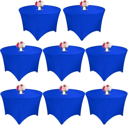 NIUSABOU Manteles de Spandex, Cubiertas para mesas, Mantel de Spandex Multicolor Redondo 5 pies 8 Piezas(Blue)