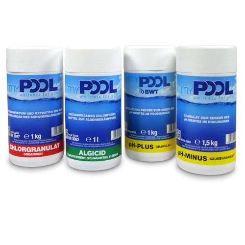 myPOOL Starter-Set Chlor Basic 4,5 kg - 4-teiliges Poolpflege Set...