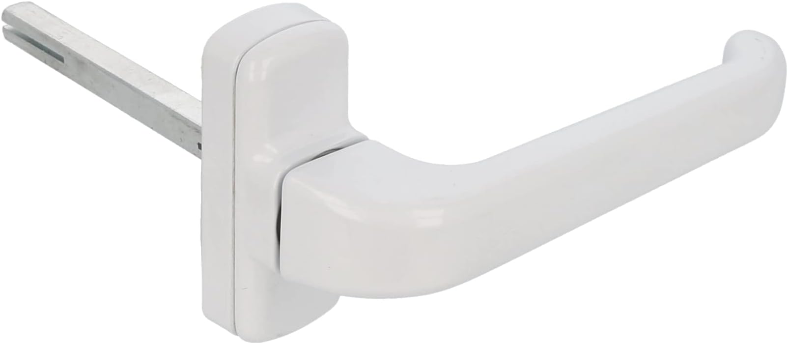 Amig - Door Handle with Fittings for Doors | Epsilon | 132 x 70 mm | 8 mm Square Pin | Elegant and Simple Design | Ergonomic Handle | White Aluminium