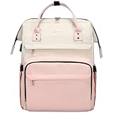 LOVEVOOK Laptop Backpack for Women Fashion Business Computer Backpacks Travel Bags Purse Doctor Nurse Work Backpack with USB Port, Fits 15.6-Inch Laptop Beige Pink