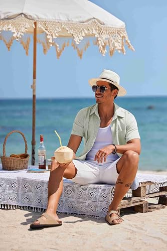 COOFANDY Men's Short Sleeve Button Down Shirt Casual Linen Shirts Summer Beach Vacation Shirt with Pocket3