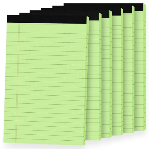 Ciphyfee 6pcs Small Note Pads, Green Notepads 5x8 College Ruled Notebook, Writing Pads 5 x 8, Legal Pads, Pad Paper Perforate Notebooks for Work, Message, School, Office Supplies,30 Sheets/Pack