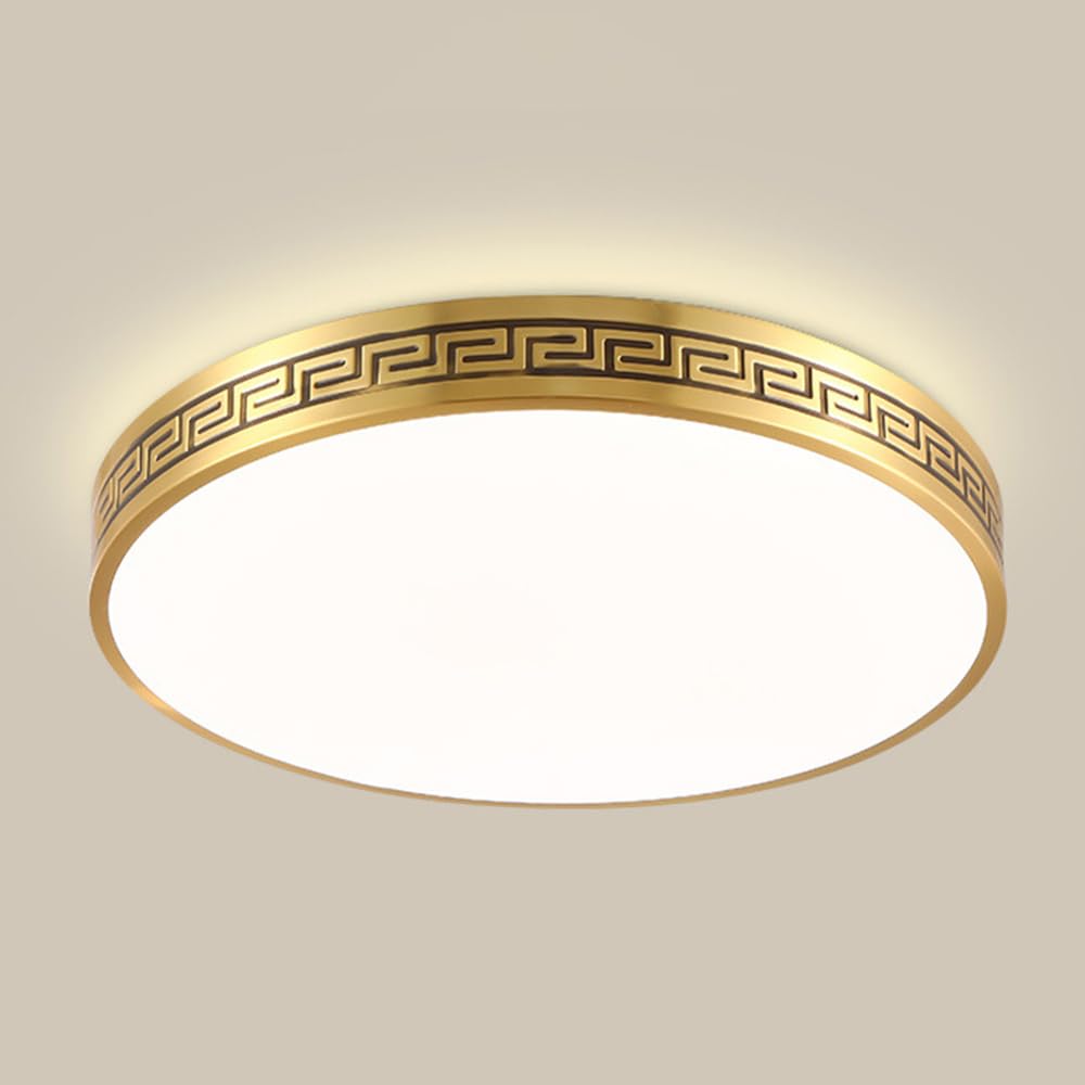 Lustre rond moderne en cuivre véritable luminaire de plafond luxe 40cm