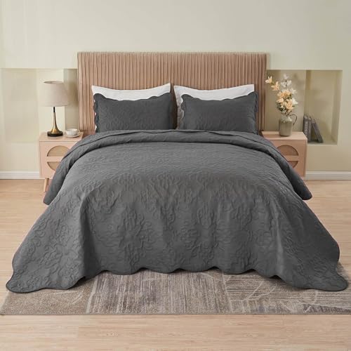 Image of Kingnex Oversized King Bedspreads 128x120 Dark Grey