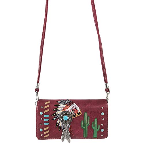 Zelris Native Indian Chieftain Headdress Feather Turquoise Stone Cactus Wallet3