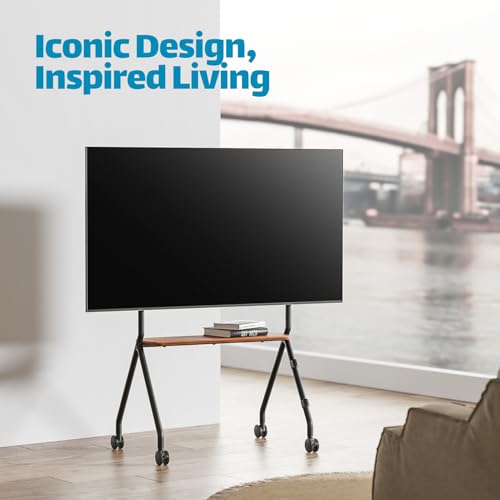 ECOTINY Easel Rolling TV Stand for 49-80 Inch TV Screen up to 110 LBS, Portable TV Stand with Wheels, Height Adjustable TV Stand Cart for Business, Office, School, Home, Black