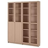  BILLY/OXBERG Bücherregal mit Paneelen/Glastüren 160x30x202 cm weiß gebeiztes Eichenfurnier / Glas