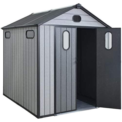 Aweather Large Multi-Purpose Garden Shed - 6ft x7.5ft Heavy-Duty Outdoor Storage Shed, All-Weather Tool Shed for Organizing Tools & Outdoor Equipment in Patio, Backyard & Garden
