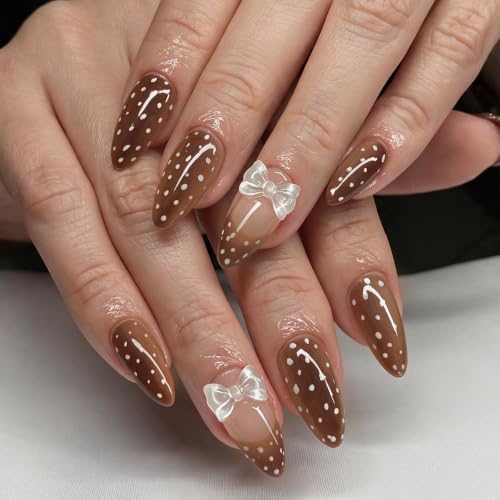 Medium Almond Press on Nails Fall Deer Fake Nails