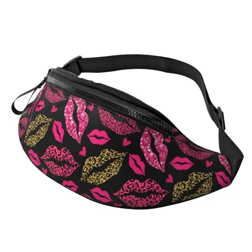 Lips Fanny Pack Waist Bag Adjustable Belt Bag For Men Women Traveling Hiking Cycling Running
