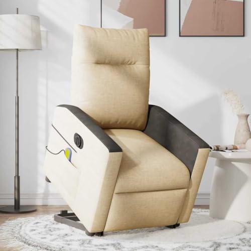 vidaXL Elektrischer Massagesessel mit Aufstehhilfe Creme Stoff, Relaxsessel, Sessel mit Aufstehhilfe, Massagestuhl, Sessel, Sessel mit Massagefunktion – Bild 3