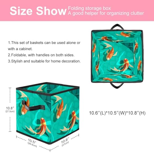 Boîte de rangement pliable carpe koï rétro, cube en tissu pour placard