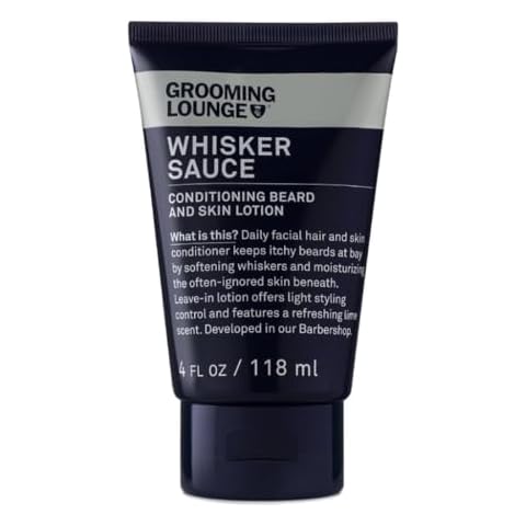Grooming Lounge Whisker Sauce Beard Conditioner - Conditioning Beard and Skin Lotion - Eliminates Itching and Flaking - Enables Easy Combing and Styling - No Parabens - Cruelty Free - 4 oz Cover