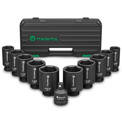 TIWINTUL Axle Nut Socket Set, 1/2" Drive SAE Impact Socket 15/16 to 1-3/4